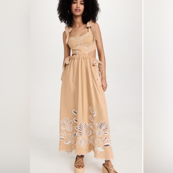FARM Rio | Dresses | Farm Rio Sand Richilieu Sleeveless Midi Dress ...